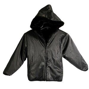 Extreme Reversible Black Jacket with Hood and Pockets Size 7/8